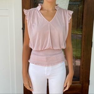 Express Pink Ruffle Sleeve Top